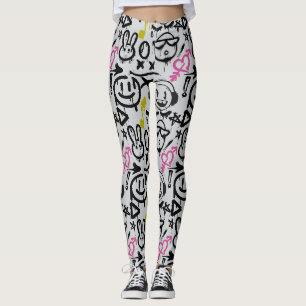 GFT01-Graffiti hauptsächlich schwarz. Hellgrauer H Leggings