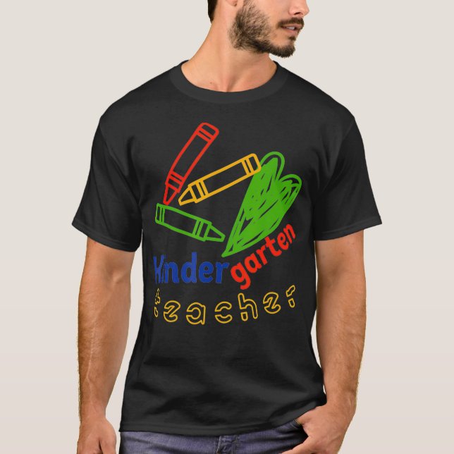 GGT Kindergarten Lehrer Crayons Herz Liebe T-Shirt (Vorderseite)