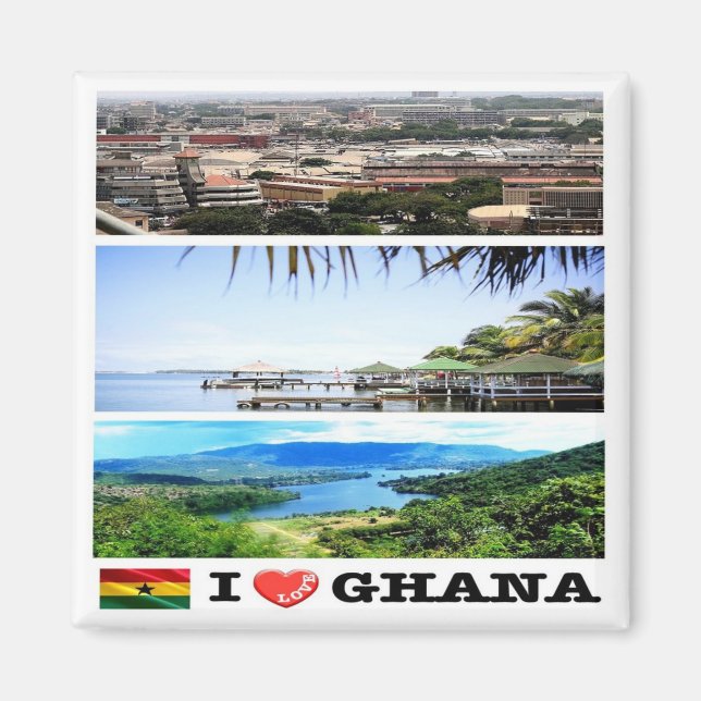 GH007 GHANA I Liebe, Mosaik, Afrika, Kühlschrank Magnet (Vorne)