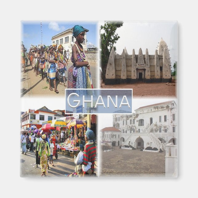 GH008 GHANA, Mosaik, Afrika, Kühlschrank Magnet (Vorne)