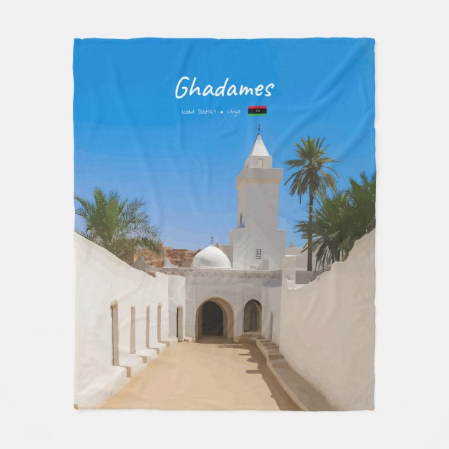Ghadames, Libyen - Weiße Moschee Fleecedecke (Vorderseite)