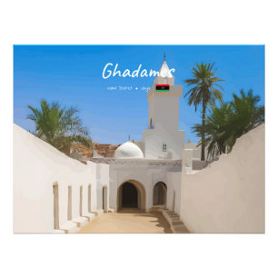 Ghadames, Libyen - Weiße Moschee Fotodruck