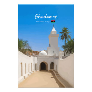 Ghadames, Libyen - Weiße Moschee Fotodruck