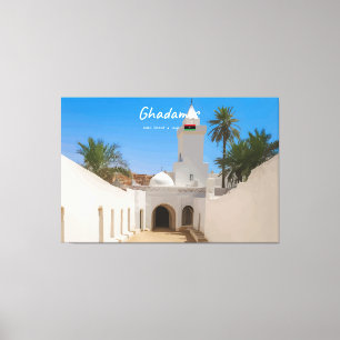 Ghadames, Libyen - Weiße Moschee Leinwanddruck