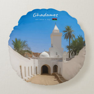 Ghadames, Libyen - Weiße Moschee Rundes Kissen