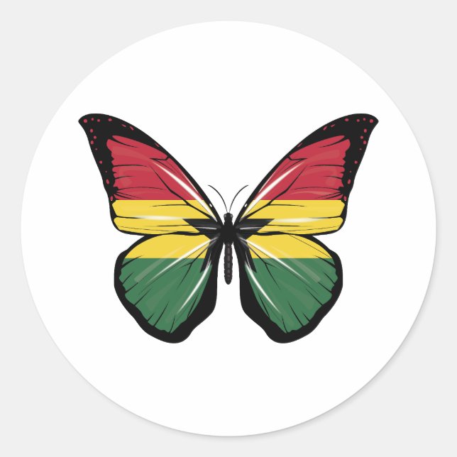 Ghana Butterfly Flag Runder Aufkleber (Vorderseite)