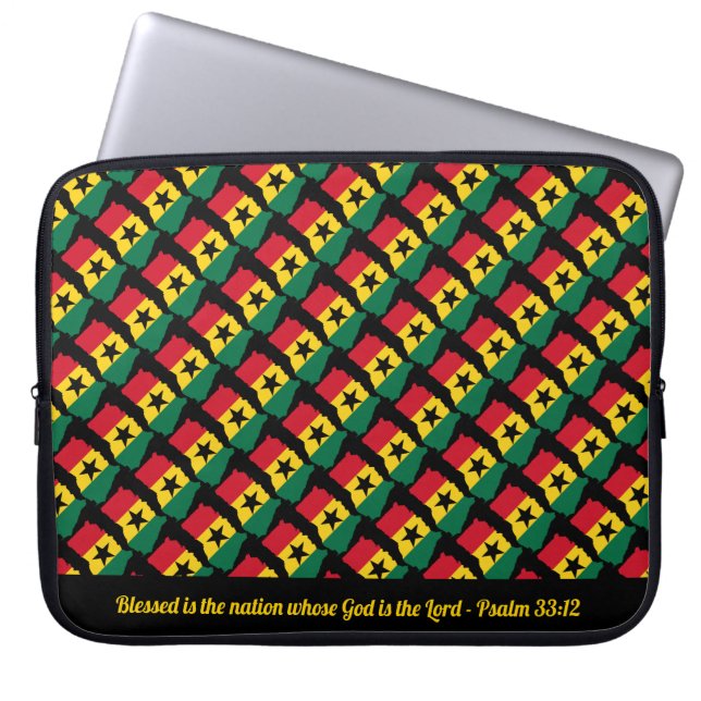 GHANA Custom Scripting Selbesed Nation Black Lapto Laptopschutzhülle (Vorderseite)
