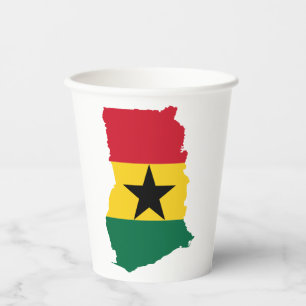 Ghana-Fahne-Wappenpapiertassen Pappbecher