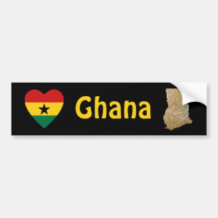 Ghana Flag Herz + Karte Autoaufkleber