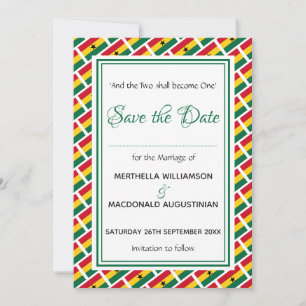 GHANA FLAG Individualisierte Schrift Stilvoll Ghan Save The Date