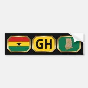 Ghana Flag Map Code Autoaufkleber