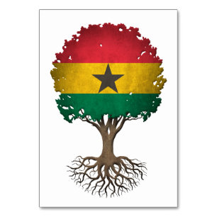 Ghana Flag Tree of Life anpassbar Tischnummer