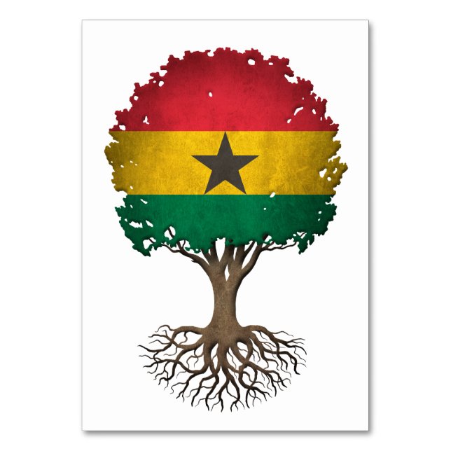 Ghana Flag Tree of Life anpassbar Tischnummer (Vorderseite)