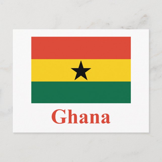 Ghana-Flagge mit Namen Postkarte (Vorderseite)
