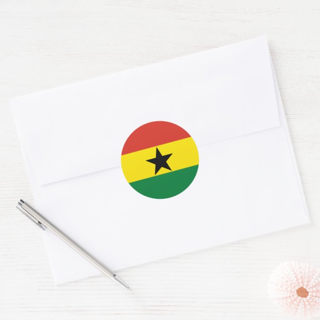 Ghana-Flagge Runder Aufkleber (Umschlag)