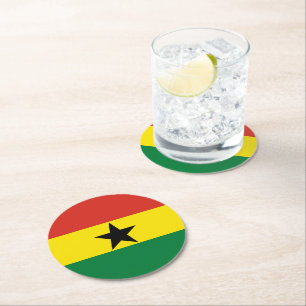 Ghana-Flagge Runder Pappuntersetzer