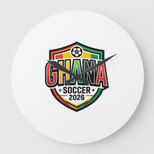 Ghana Fußball 2026 Fußball Fett Landestypografie R Große Wanduhr