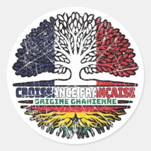 Ghana Ghanaian Französisch-Frankreich-Tree-Roots-F Runder Aufkleber
