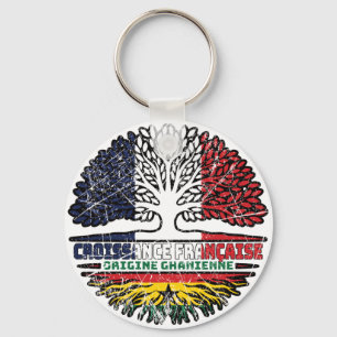Ghana Ghanaian Französisch-Frankreich-Tree-Roots-F Schlüsselanhänger