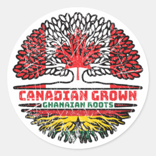 Ghana Ghanaian kanadische Tree Roots Flag Runder Aufkleber
