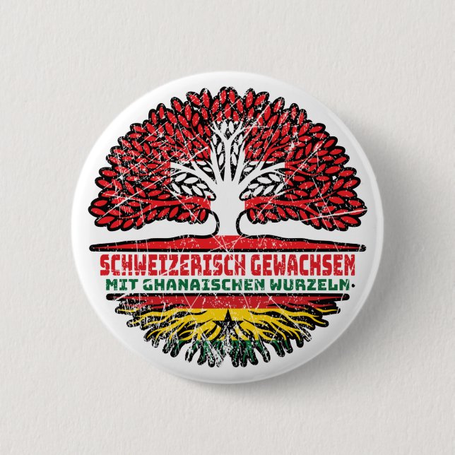Ghana Ghanaisch Schweizer Schweiz Baum Wurzel Flag Button (Vorderseite)