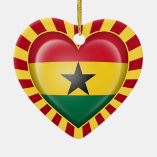 Ghana-Herz-Flagge mit Stern-Explosion Keramikornament