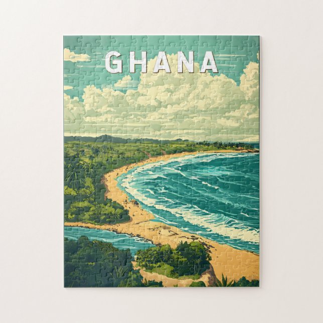Ghana Illustration Travel Art Vintag (Vertikal)