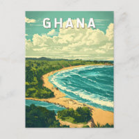 Ghana Illustration Travel Art Vintag