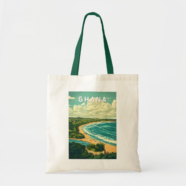 Ghana Illustration Travel Art Vintag Tragetasche (Vorne)