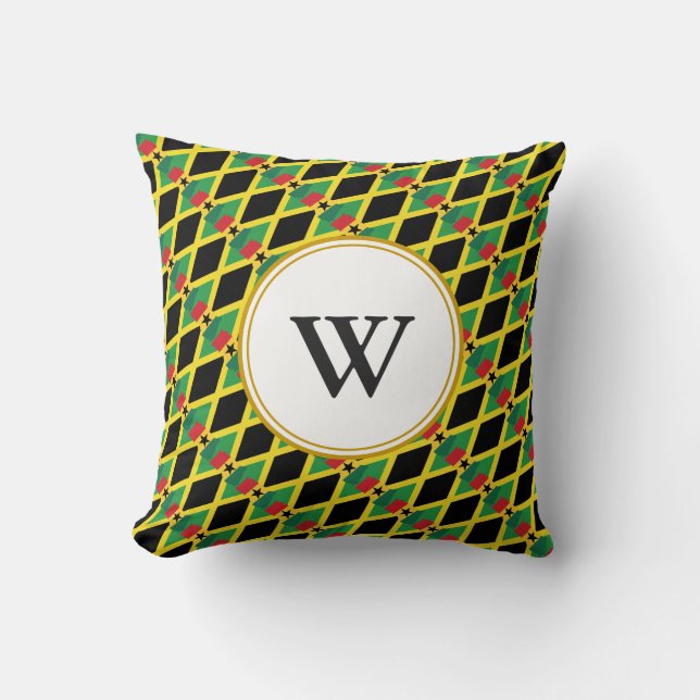 GHANA JAMAICA - Doppeltes Erbe, gesegnet Monogramm Kissen (Vorderseite)