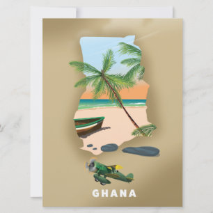 Ghana Karte illustrierter Reiseplakat.