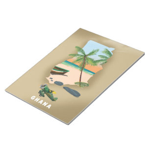 Ghana-Karte illustrierter Reiseplakat. Notizblock