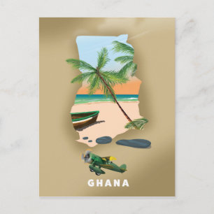 Ghana-Karte illustrierter Reiseplakat. Postkarte