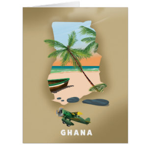 Ghana kartografiert illustriertes Reiseplakat.