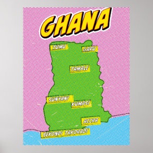 Ghana Reisekarte Poster