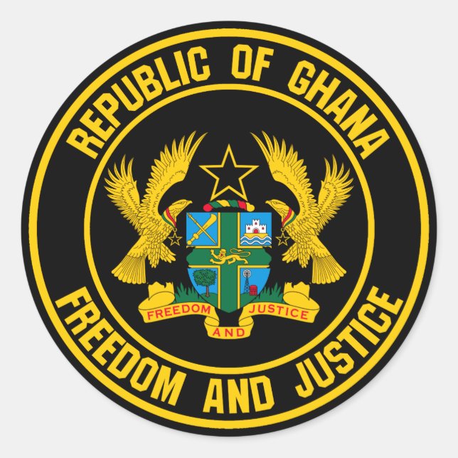Ghana Round Emblem Runder Aufkleber (Vorderseite)