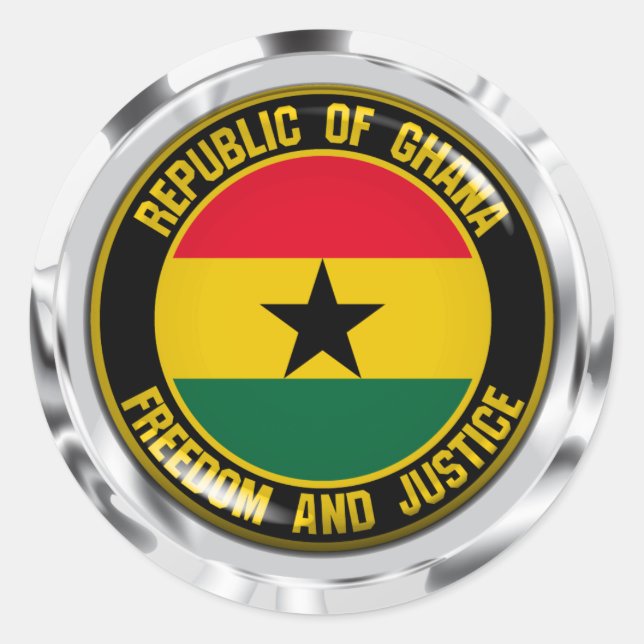 Ghana Round Emblem Runder Aufkleber (Vorderseite)