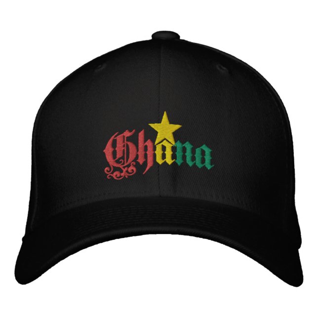 Ghana-Sternenflagge Ghana Ghanaische Mütze Bestickte Baseballkappe (Vorderseite)