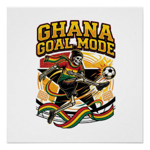 Ghana Tor Modus Skelett Stürmer Nationen Streetwea Poster