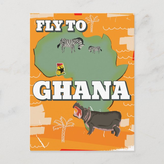 Ghana Vintage Reiseplakat Postkarte (Vorderseite)