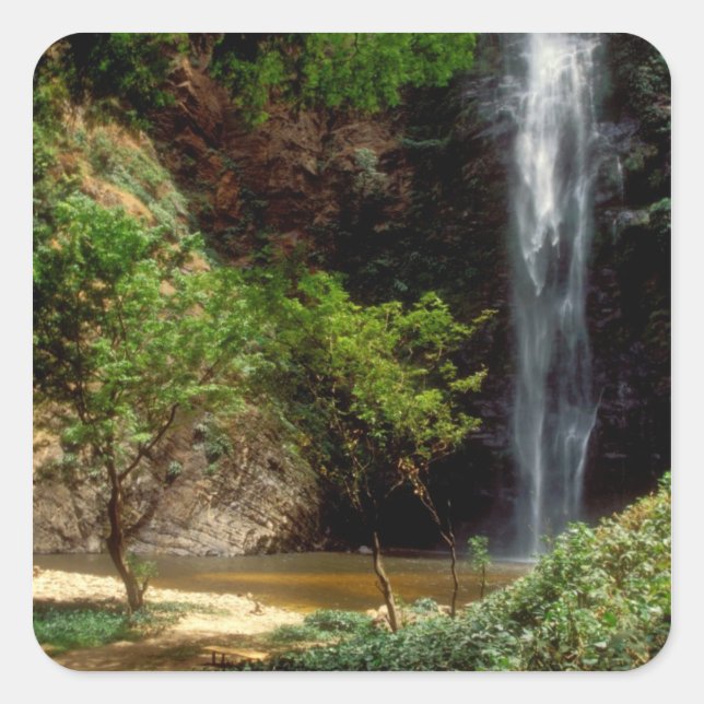 Ghana: Wli Falls, alias Agumatsa Falls (Volta Fall Quadratischer Aufkleber (Vorderseite)