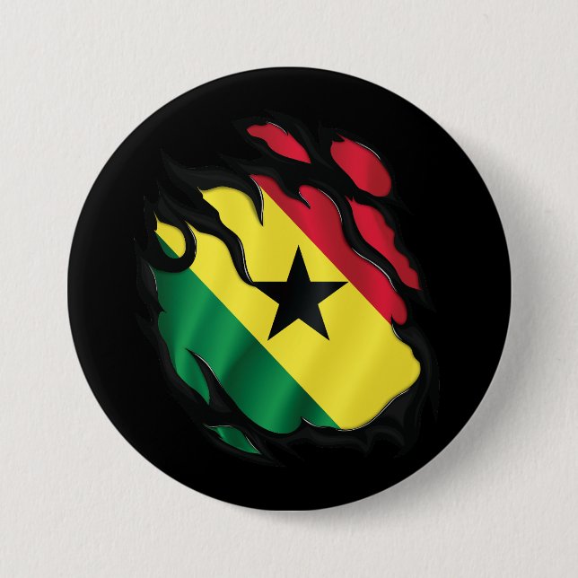 Ghana Zerrissene Flagge Button (Vorderseite)