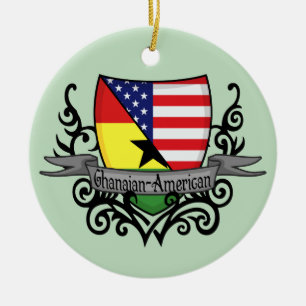 Ghanaisch-Amerikanische Schild-Flagge Keramikornament
