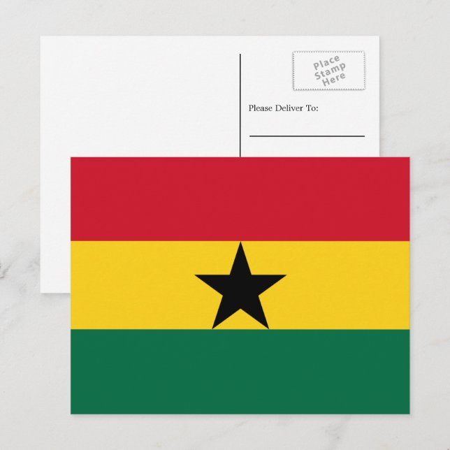 Ghanaische Flagge, Flagge Ghanas Postkarte (Vorne/Hinten)