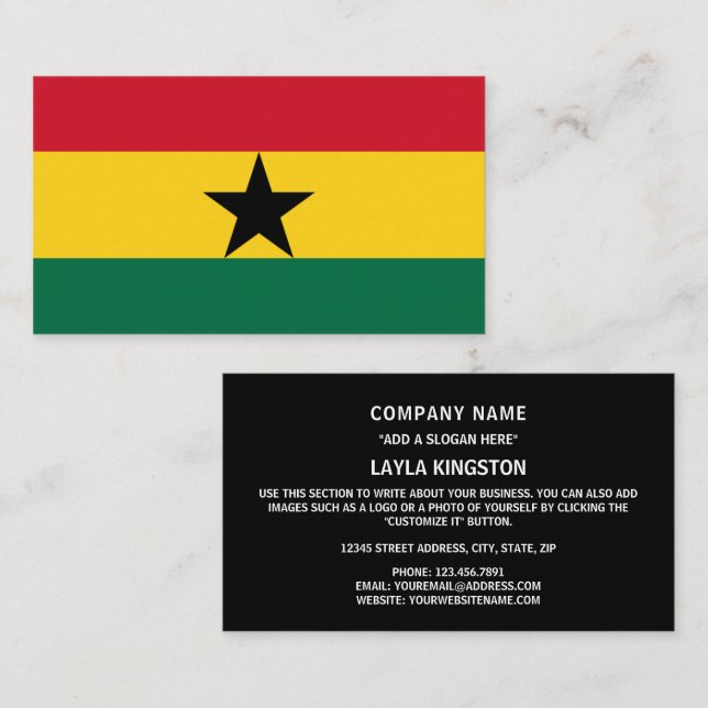 Ghanaische Flagge, Flagge Ghanas Visitenkarte (Vorne/Hinten)