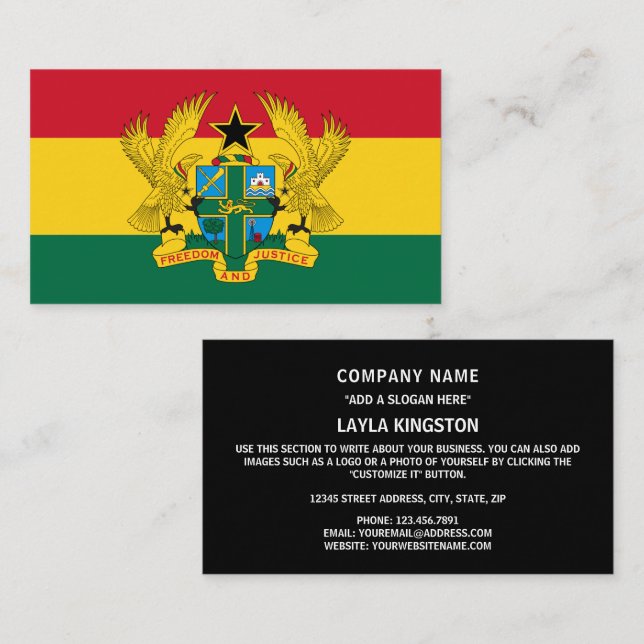 Ghanaische Flagge & Wappen, Flagge Ghanas Visitenkarte (Vorne/Hinten)