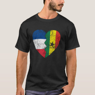 Ghanaische Französische Flaggen Herz Stolz Frankre T-Shirt