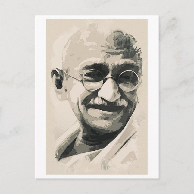 Ghandi Lächeln Postkarte (Vorderseite)