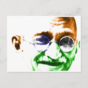 Ghandi über subtile indische Flagge Postkarte