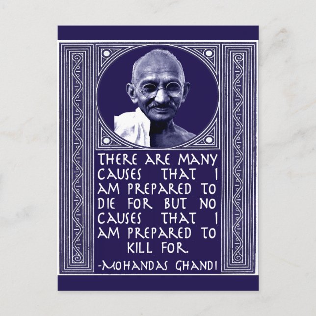 Ghandi über Ursachen Postkarte (Vorderseite)